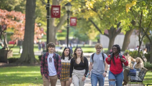 photo of students walking on campus