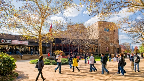 Camden Student Center with students walking around