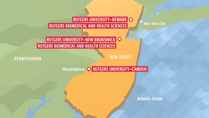 Map of New Jersey with Rutgers Locations