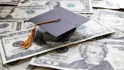 photo of money and graduation cap