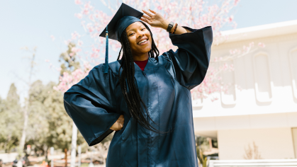 High School Student in Regalia