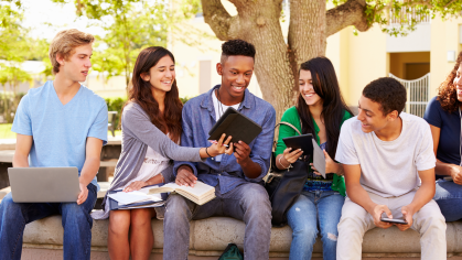 Group of students sitting together