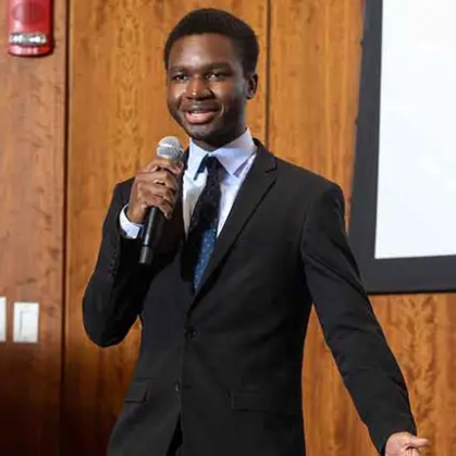 BSTAR Recognition Ceremony Goodness Ifesanya speaks to students. 
